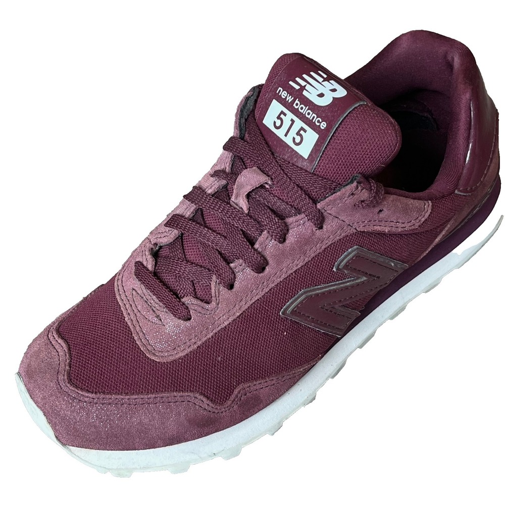 New Balance 515 Retro Sneakers Burgundy Glitter Suede Womens 8‎ UK 6 EU 39